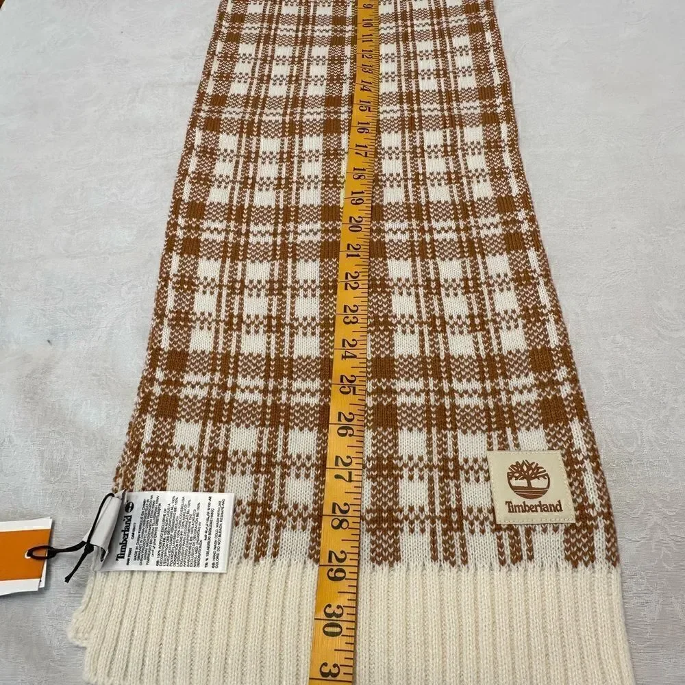 Timberland ‘Buffalo’ Plaid Scarf Tan Cream